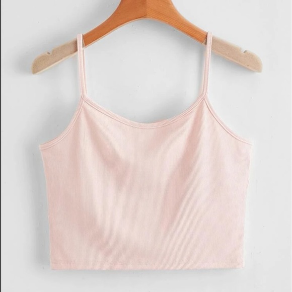 Baby Pink Strawberry Embroidered Cropped Self-Tie Cami NWOT - Picture 2 of 12